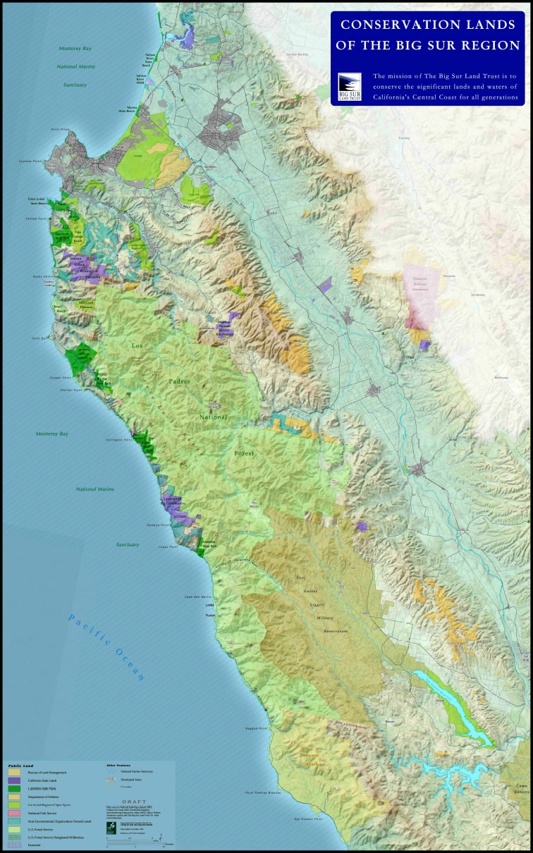 Conservation Lands of the Big Sur Region Map